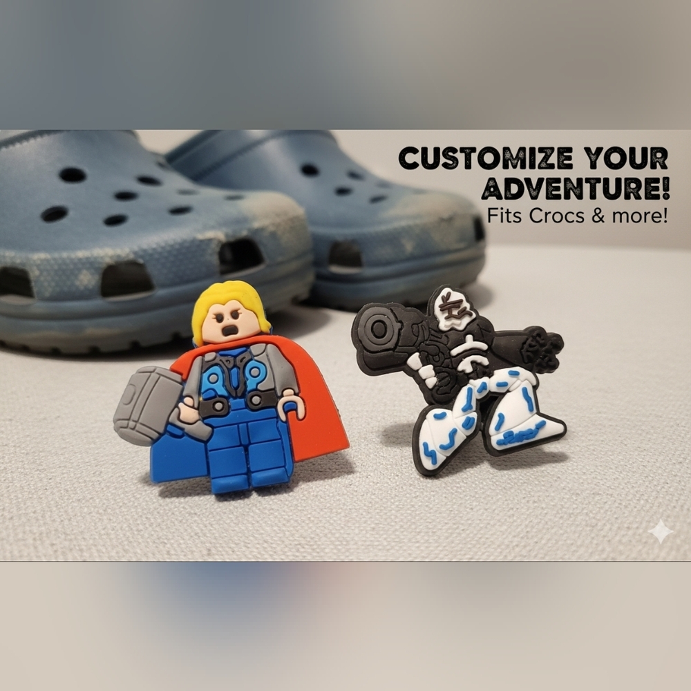 Croc Thor/Superhero jibitz shoe charm bundle